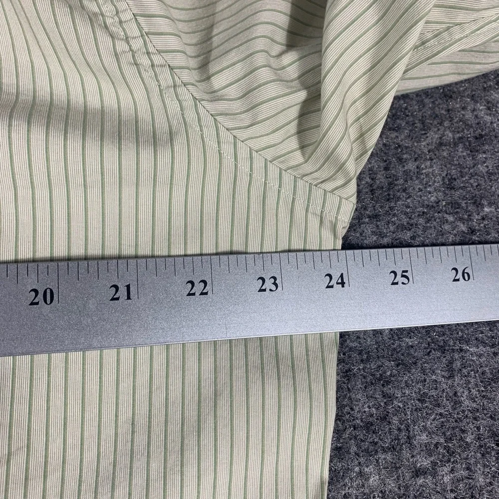 Banana Republic Shirt Mens Large Green Pinstripe Slim Fit Button Up Long Sleeve